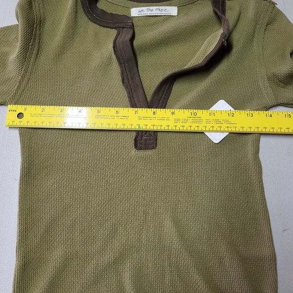 New We the Free People XS‎ Shirt Mikah Layering Cuff Thermal Top Army Combo - Picture 11 of 14
